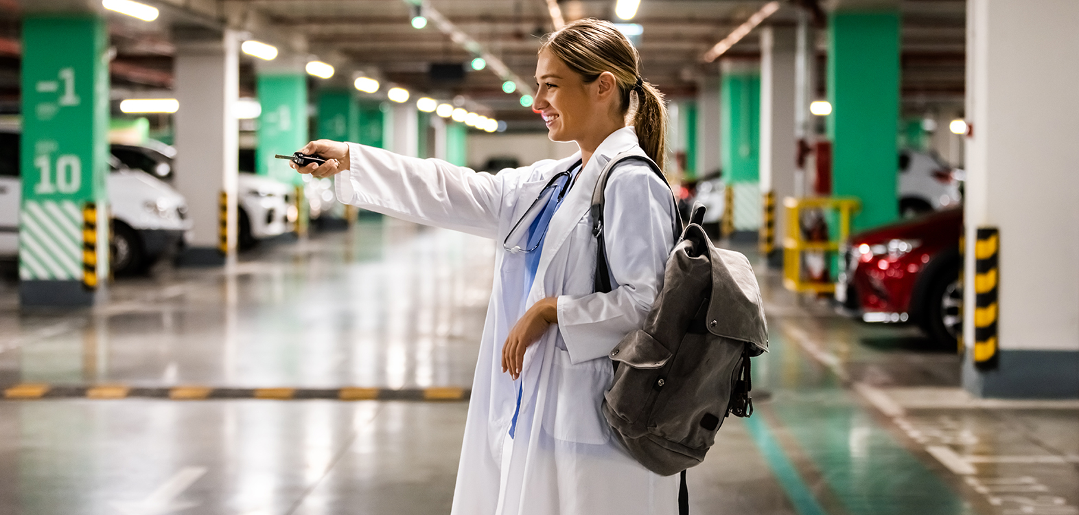 Healthcare worker arriving to the hospital